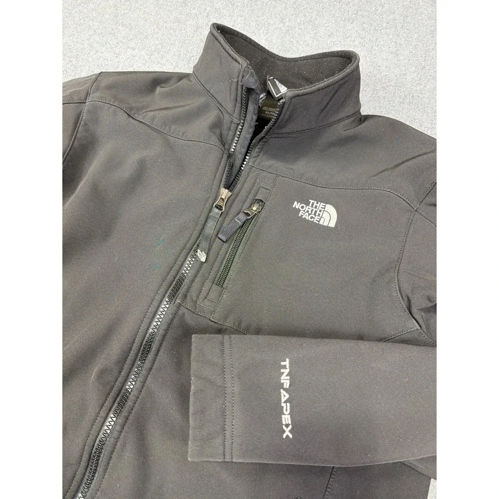 The North Face TNF Apex Jacket Boys XL Black Soft Shell Coat Fleece Lined Pocket